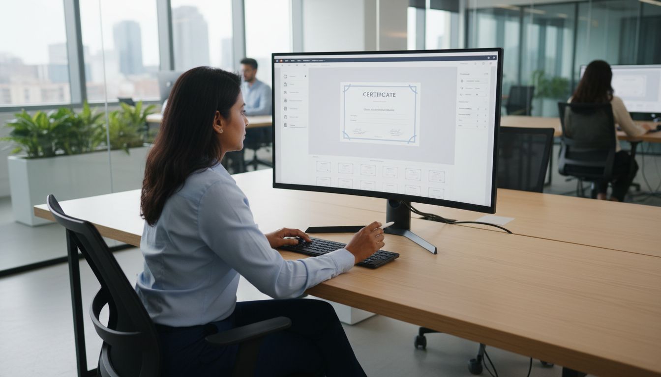 Professional using intuitive certificate template designer interface